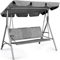 GVDV Doppelschaukel 3-Personen-Verandaschaukel Verstellbares Sonnendach, (mit Gestell bequem Platz für zwei Erwachsene und ein Kind), Terrassenschaukel mit verstellbarem Sonnendach und Stahlrahmen