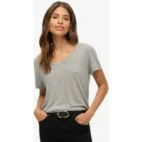 Superdry T-Shirt STUDIOS SLUB EMB VEE TEE Baumwollmischung, relaxed fit
