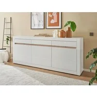 Home affaire Sideboard Chester, moderne Anrichte, Kommode mit Stauraum, Schrank, Weiß Matt (1 St), austauschbare Blende in Griffleiste, zeitloses Design, 217 cm breit