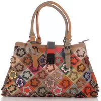 KMISSO Henkeltasche Damen Patchwork Leder Umhänge Schulter Handtasche Italien 30658 (1-tlg), im eleganten Look