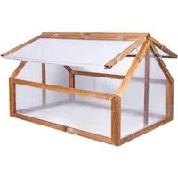 QLS Gewächshaus Mini Timber für Balkon 120x80 cm, aus Holz Frühbeet Balkon für Kräuter Tomaten