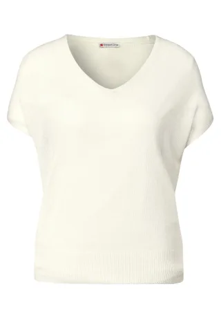 Street One - Ärmelloser Strickpullover weiß - Gr. - 34