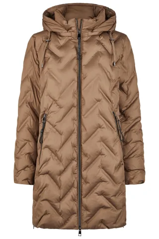 Barbara Lebek - Kurzmantel Polar Pearls mit Kapuze nougat - Gr. - 44