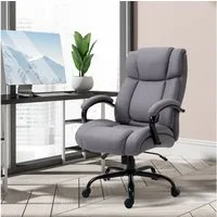 Vinsetto Bürostuhl Ergonomischer Chefsessel mit Armlehne (Höhenverstellbarer Drehstuhl, 1 St), mit Wippfunktion, Leinenoptik, bis 220 kg belastbar, Hellgrau