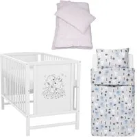 Baby-Delux Komplettbett Babybett Mia Komplettset, 7-tlg., Kinderbett 60x120 cm weiß, Bettset verschiedene Designs