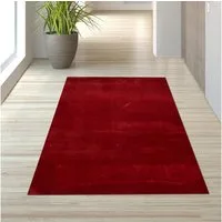 TeppichHome24 Teppich Teppich Shaggy Flokati in rot, rechteckig, Höhe: 18 mm