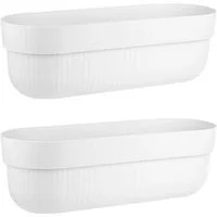Engelland Blumenkasten mit Wasserspeicher/Drainagesystem und Abstandshalter (Vorteils-Set, 2 St), Blumentopf, 50 cm, PP-Kunststoff, Balkonkasten, länglich, formstabil