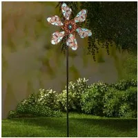 Spetebo Deko-Windrad Metall Windblume phosphoreszierend - H 80 cm (Stück, 1 St., Windrad), Deko Gartenstecker Windrad Windmühle selbstleuchtend