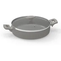 Michelino Servierpfanne Alythia Pfanne mit Glasdeckel - 28 cm in Grau, Aluminium (1-tlg), ergonomischer Griff, Induktionsgeeignet 28 cm