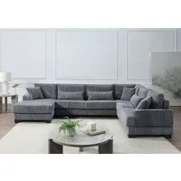 ATLANTIC home collection Wohnlandschaft Miron, weicher XXL-Cordbezug, inklusive 6 Zierkissen