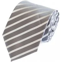 Fabio Farini Krawatte Herren Krawatte Grau - verschiedene Grau Männer Schlips in 8cm (ohne Box, 1-St., Gestreift) Breit (8cm), Silber Weiß - Smokey Cashmere/Star Cluster