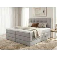 Sofnet Boxspringbett Best XL (2x Bettkästen, Bonellfederkern- und Taschenfederkernmatratze, Topper), Polsterbett, Doppelbett, Webstoff, mit Kopfteil, 140/160/180x200 cm