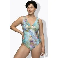 Ulla Popken Badeanzug Badeanzug gemustert Softcups Zierband