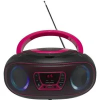 Denver TCL-212BT Pink CD-Player (CD Player mit Discolicht, Radio, USB, Bluetooth, MP3, AUX-IN)