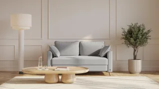 BRUNO Schlafsofa 140cm in Silver Grey Grau | Flow | stabiles Massivholz & Boxspringkomfort