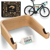 madeco Fahrradwandhalterung FlyBike Fahrrad Wandhalterung Holz - Design Fahrradhalter für Wohnung (mit Fischer Dübeln und Wollfilz Rahmenschutz), für Rennrad, Gravelbike, Mountainbike, Fixie