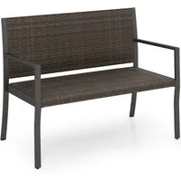 COSTWAY Gartenbank, wetterfest, Polyrattan Sitzbank mit gepolsterter Sitz 360kg