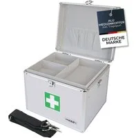 HMF Erste-Hilfe-Koffer 14702-09 Alu Medizinkoffer, Erste Hilfe Koffer, Arztkoffer mit Tragegriff, 30 x 25 x 25 cm