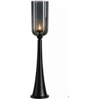 finehomegarden Bodenwindlicht Kerzenständer Säule schwarz mit Glas Hurricane Windlicht aus Metall (Stück, 1 St), H110cm Boden-Kerzenhalter für Wohnzimmer, Flur & Eventdekoration