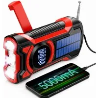 ibettertec Radio, Notfall-Solarradio, IP65 Wasser-/Staubdicht Radio (5000 mAh Notstromakku + SOS-Alarm + NOAA-Wetterstationen Empfang, + Handkurbel + Solarenergie + Bluetooth-Lautsprecher)