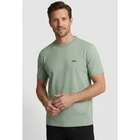 BOSS GREEN Rundhalsshirt Tee Regular Fit Stretch Jersey Cotton, Logo on Chest, Rundhals