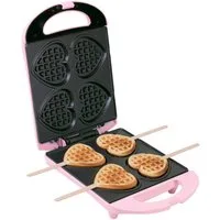 bestron Waffeleisen DSW271, 780 W, Herzwaffeln am Stiel – 780 W, inkl. Stäbchen