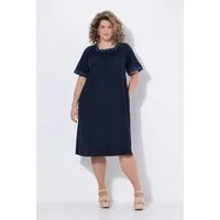 Ulla Popken Midikleid Midikleid Stickerei-Bordüre Carré-Ausschnitt