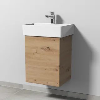 Sanipa 3way Waschtischunterbau zu Duravit Dura Square Waschtisch mit 1 Tür, Eiche Natural-Touch SM42485