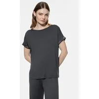 Mey Pyjamaoberteil Mey Damen T-Shirt Serie Pure Chic Uni Shirt (1-tlg) Pyjamashirt mit Satin-Details, weiches Modal, hautfreundlich
