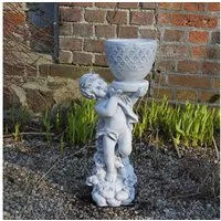 gartendekoparadies.de Pflanzkübel Junge mit Blumentopf Pflanzgefäß, H. 66 cm, 2 Liter, 23 kg, Frostsicher
