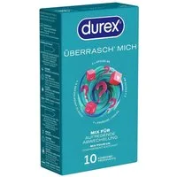 durex Kondome Überrasch' mich Packung mit, 10 St., Markenkondome im Mix für überraschende Abwechslung