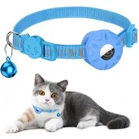 TUWENA Katzen-Halsband Airtag Katzenhalsband Reflektierendes mit Glocke, Sicherheitsschnalle, mit AirTag Halter und Glocke