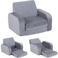 COSTWAY Kindersofa, 3 in 1 Kindersessel ausklappbar mit Schlaffunktion, Bezug