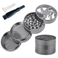 Coumo Kräutermühle Metall Grinder Crusher Helix Design ⌀ 5cm Anthrazit Gewürzmühle, Sichtfenster