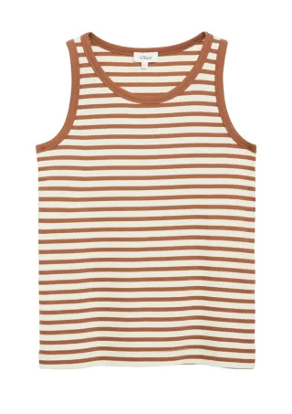 s.Oliver Red Label - Gestreiftes Tanktop beige/braun - Gr. - 42