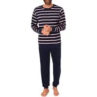 Normann Pyjama Herren Frottee Schlafanzug mit Bündchen - Streifenoptik - 291 13 787
