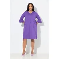 Ulla Popken Maxikleid Jerseykleid A-Linie- V-Ausschnitt 3/4-Volantarm
