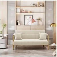 Yaheetech Sofa Polstersofa als 1- oder 2-Sitzer mit Samtbezug & Metallbeinen, Loveseat-Sofa mit 2 Lendenkissen fürs Wohnzimmer