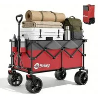 Sekey Bollerwagen Faltbar Handwagen Faltbollerwagen mit extra breiten All-Terrain-Rädern, XXL Plus Bollerwagen 200L 200KG Belastbar, 4-Wege-Sofortaufbau