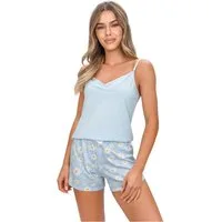 Donna Shorty Margaret (Set, 2 tlg., 2-teilig) Damen Pyjama 2-teilig Shorty Schlafanzug Spaghettiträger Baumwolle