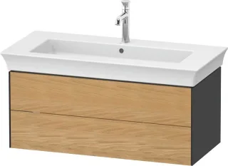 Duravit White Tulip Waschtischunterbau wandhängend Natur Eiche & Graphit Matt & Seidenmatt 984x458x4 WT43420H558