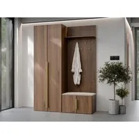MIRJAN24 Garderoben-Set Kerkin I, (2er-Set, Kleiderschrank, Schuhschrank mit Kleiderhakenbrett), 7 Kleiderhaken für Kleidung, Gepolstertes Sitzpaneel