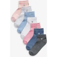 Next Kurzsocken 7 Bestickte Sneakersocken mit gepolsterter Sohle (7-Paar)