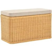 Krines Home Wäschetruhe Rechteckige Truhe Sitztruhe gepolstert mit Deckel Natur-Rattan (Wäschebox mit Inlett), Sitzbank mit Stauraum