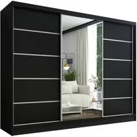 A&J MöbelLand GmbH Schiebetürenschrank AURELIA 1 mit 3 Schubladen und Spiegel (TOP ANGEBOT! Geräumiger Schrank mit einer Breite von 200 cm und Spiegel, ideal zur Aufbewahrung von Kleidung und Accessoires. 3 Schubladen und viel Stauraum. TOP PRODUKT! 