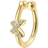 Hey Happiness Ohrklemme Flora & Fauna, aus 925 Silber vergoldet, Schmetterling und Blumen Ohrringe ohne Loch, Damen Ear Cuff
