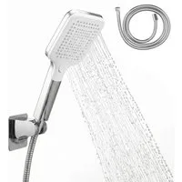 eluno Handbrause inkl. Brauseschlau und Wandhalterung, (3-tlg., Handbrause, Brauseschlauch, Wandhalterung), Wandhalterung zum Kleben