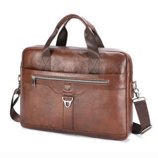 BULLCAPTAIN 16-Inch Hand Laptop Men's Business Briefcase Waterproof Cowhide Leather Large Capacity Multiple Office Trave