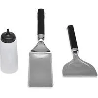 Grillplatten-Starter-Set, 3-teilig, Wender edelstahl/schwarz, 2 Wender, 1 Marinadenflasche