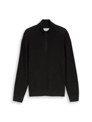 Denim Tom Tailor - Troyer Strickpullover aus Baumwolle black multicolor nep - Gr. - XXL